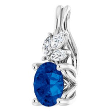 Load image into Gallery viewer, Sterling Silver Blue Sapphire &amp; 1/10 CTW Diamond Pendant
