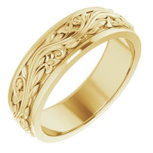 Load image into Gallery viewer, 18K Yellow 7 mm Scroll Band   Size 12
