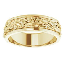 Load image into Gallery viewer, 18K Yellow 7 mm Scroll Band   Size 12
