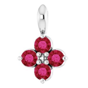 Sterling Silver Youth Imitation Ruby Pendant