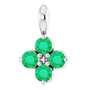 Sterling Silver Youth Imitation Emerald Pendant