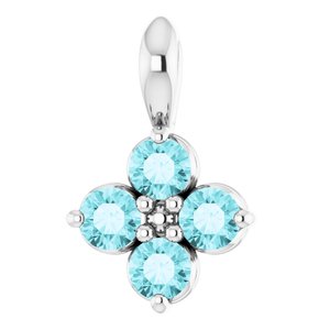 Sterling Silver Youth Imitation Blue Zircon Pendant