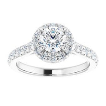 Load image into Gallery viewer, Charles &amp; Colvard Moissanite¬Æ &amp; Diamond French-Set Halo-Style Engagement Ring 
