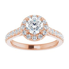 Charger l&#39;image dans la galerie, Charles &amp; Colvard Moissanite¬Æ &amp; Diamond French-Set Halo-Style Engagement Ring 
