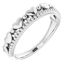 Charger l'image dans la galerie, Sterling Silver Stackable Beaded Heart Ring
