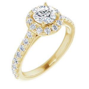 14K Yellow 6.5 mm Round Forever One‚Ñ¢ Moissanite & 7/8 CTW Diamond Engagement Ring