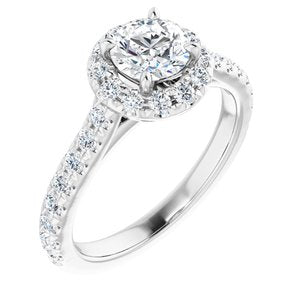 14K White 6.5 mm Round Forever One‚Ñ¢ Moissanite & 7/8 CTW Diamond Engagement Ring