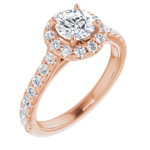 14K Rose 6.5 mm Round Forever One‚Ñ¢ Moissanite & 7/8 CTW Diamond Engagement Ring