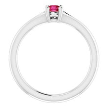Load image into Gallery viewer, Sterling Silver Imitation Ruby Youth Solitaire Ring
