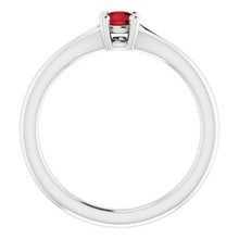 Load image into Gallery viewer, Sterling Silver Imitation Mozambique Garnet Youth Solitaire Ring
