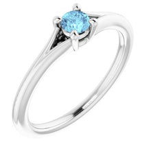 Load image into Gallery viewer, Sterling Silver Imitation Aquamarine Youth Solitaire Ring
