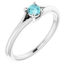 Load image into Gallery viewer, Sterling Silver Imitation Blue Zircon Youth Solitaire Ring
