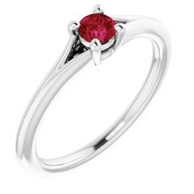 Load image into Gallery viewer, Sterling Silver Imitation Ruby Youth Solitaire Ring
