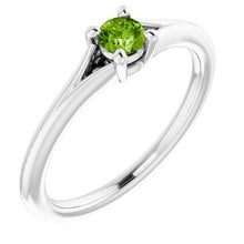 Load image into Gallery viewer, Sterling Silver Imitation Peridot Youth Solitaire Ring
