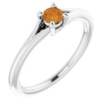 Load image into Gallery viewer, Sterling Silver Imitation Citrine Youth Solitaire Ring
