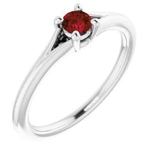 Load image into Gallery viewer, Sterling Silver Imitation Mozambique Garnet Youth Solitaire Ring
