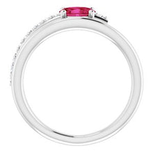 Load image into Gallery viewer, Platinum Ruby &amp; 1/8 CTW Diamond Ring
