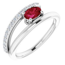 Load image into Gallery viewer, Platinum Ruby &amp; 1/8 CTW Diamond Ring
