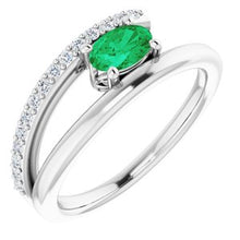 Load image into Gallery viewer, Platinum Emerald &amp; 1/8 CTW Diamond Ring

