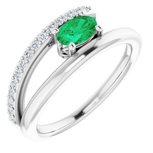 Platinum Emerald & 1/8 CTW Diamond Ring