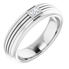 Charger l&#39;image dans la galerie, Bague pour homme en platine de 1,7 mm avec diamant rond de 0,025 CTW
