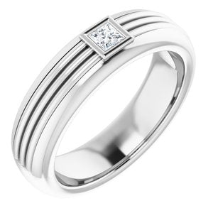 Bague pour homme en platine de 1,7 mm avec diamant rond de 0,025 CTW
