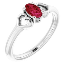 Charger l'image dans la galerie, Sterling Silver 5x3 mm Oval Imitation Ruby Youth Heart Ring
