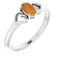 Charger l'image dans la galerie, Sterling Silver 5x3 mm Oval Citrine Youth Heart Ring
