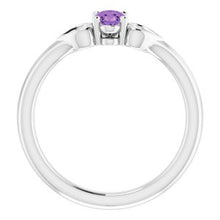 Charger l'image dans la galerie, Sterling Silver 5x3 mm Oval Imitation Amethyst Youth Heart Ring
