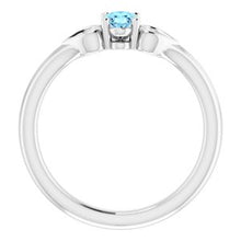 Charger l'image dans la galerie, Sterling Silver 5x3 mm Oval Imitation Aquamarine Youth Heart Ring

