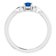 Load image into Gallery viewer, Sterling Silver 5x3 mm Oval Imitation Sapphire Youth Heart Ring
