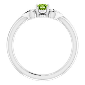 Sterling Silver 5x3 mm Oval Peridot Youth Heart Ring