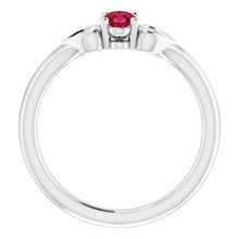 Charger l'image dans la galerie, Sterling Silver 5x3 mm Oval Imitation Ruby Youth Heart Ring
