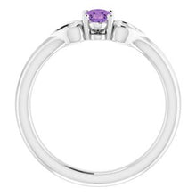 Load image into Gallery viewer, Sterling Silver 5x3 mm Oval Amethyst Youth Heart Ring
