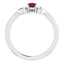 Charger l'image dans la galerie, Sterling Silver 5x3 mm Oval Imitation Garnet Youth Heart Ring
