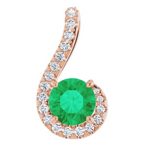 14K Rose Emerald & 1/6 CTW Diamond Pendant
