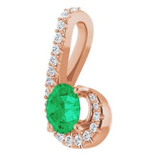 Load image into Gallery viewer, 14K Rose Emerald &amp; 1/6 CTW Diamond Pendant
