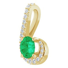 Load image into Gallery viewer, 14K Yellow Emerald &amp; 1/6 CTW Diamond Pendant
