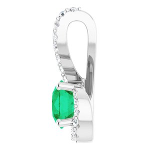 Platinum Emerald & 1/6 CTW Diamond Pendant