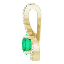 Load image into Gallery viewer, 14K Yellow Emerald &amp; 1/6 CTW Diamond Pendant

