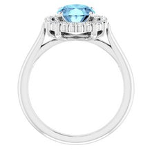 Load image into Gallery viewer, 14K White Aquamarine &amp; 1/6 CTW Diamond Ring
