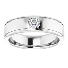 Load image into Gallery viewer, Platinum 3 mm Round .10 CTW Men's Diamond Ring
