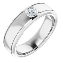 Load image into Gallery viewer, Platinum 3 mm Round .10 CTW Men's Diamond Ring
