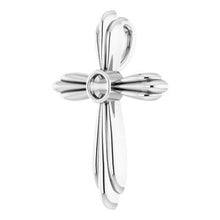 Load image into Gallery viewer, Sterling Silver 2 mm Round Bezel-Set Cross 16-18&quot; Necklace Mounting
