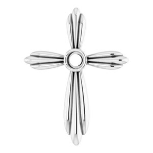 Sterling Silver 2 mm Round Bezel-Set Cross 16-18" Necklace Mounting
