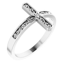 Load image into Gallery viewer, Sterling Silver Sideways Cross Ring
