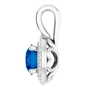 Platinum Blue Sapphire & 1/5 CTW Diamond Pendant
