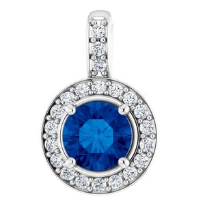 Platinum Blue Sapphire & 1/5 CTW Diamond Pendant