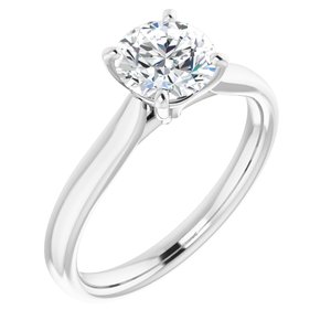 14K White 1 CT Lab-Grown Diamond Solitaire Engagement Ring