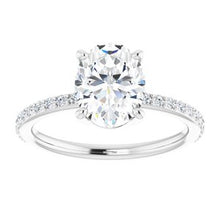 Load image into Gallery viewer, 14K White 9x7 mm Oval  Forever One‚Ñ¢ Moissanite &amp; 1/5 CTW Diamond Engagement Ring
